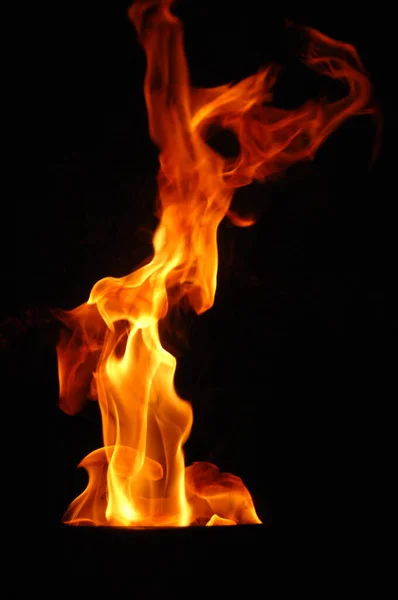 Fire Flame Isolated Black Background — Stock Photo, Image