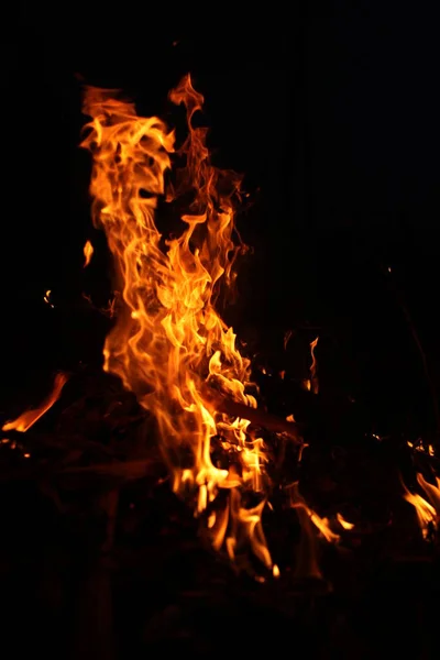 Fire Flame Isolated Black Background — Stock Photo, Image