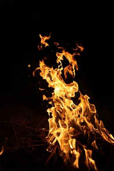 Llama Fuego Aislada Sobre Fondo Negro —  Fotos de Stock