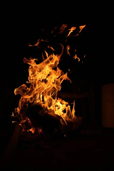 Fire Flame Isolated Black Background — Stock Photo, Image