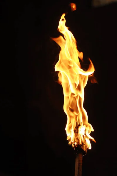 Fire Flame Isolated Black Background — Stock Photo, Image