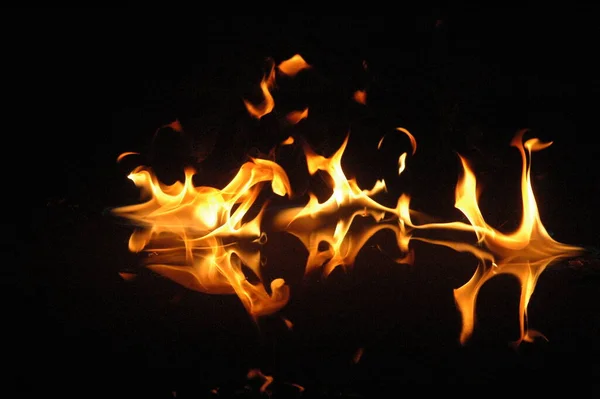 Fire Flame Isolated Black Background — Stock Photo, Image