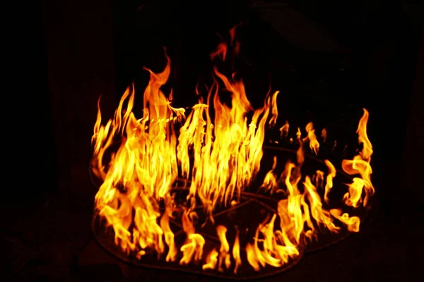 Fire Flame Isolated Black Background — Stock Photo, Image