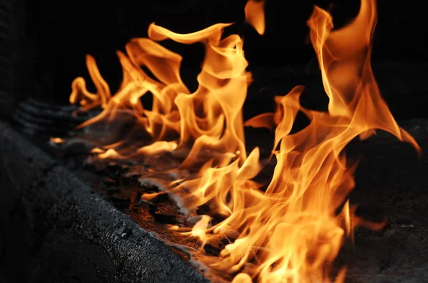 Fire Flame Isolated Black Background — Stock Photo, Image