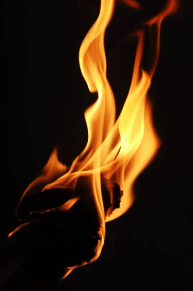 Fire Flame Isolated Black Background — Stock Photo, Image