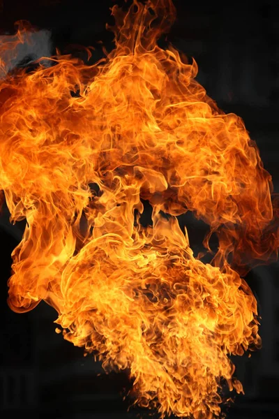 Tűz Láng Elszigetelt Fekete Háttér — Stock Fotó