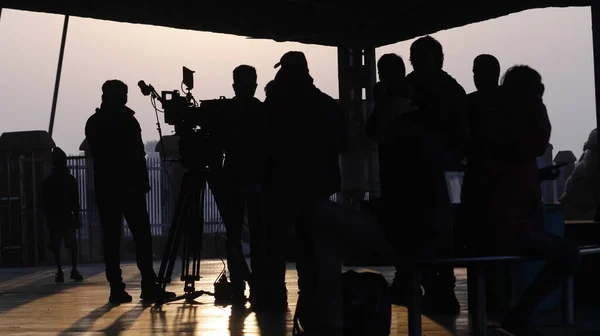 Film Crew silhouette at work