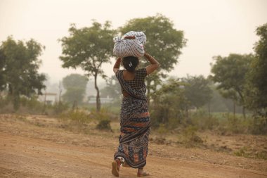 women worker on Rural Road Hyderabad India 2nd Aug 2022