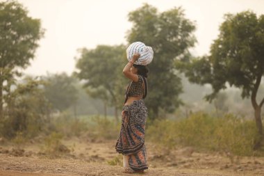 women worker on Rural Road Hyderabad India 2nd Aug 2022