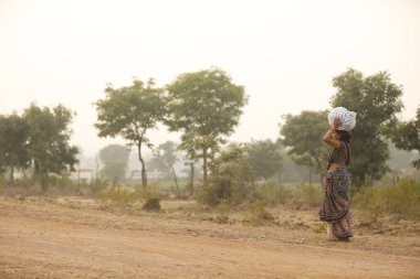women worker on Rural Road Hyderabad India 2nd Aug 2022