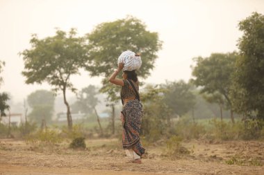women worker on Rural Road Hyderabad India 2nd Aug 2022