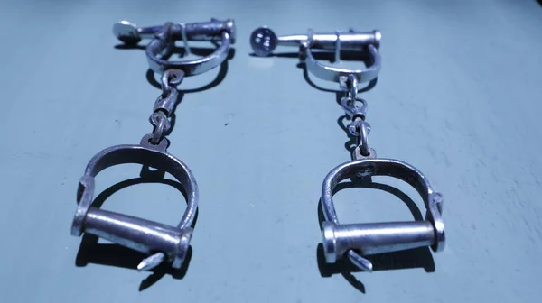 Police Handcuffs Hanging Wall — Fotografia de Stock