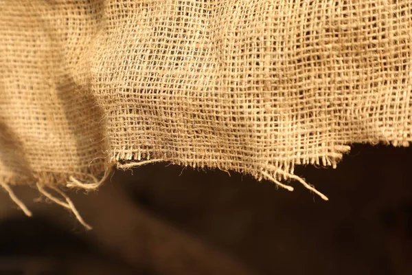 Rice Bag Cloth Texture Closeup — 图库照片