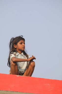Indian poor Children watching Hyderabad India 2nd Aug 2022