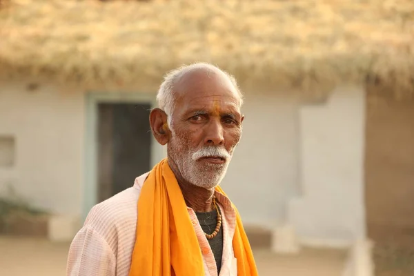 Indian Old Man Close Hyderabad India 2Nd Aug 2022 — 图库照片