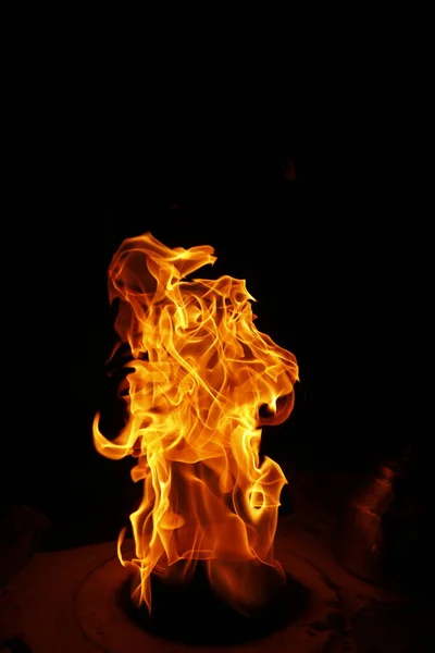 Fire Flame Isolated Black Background — Stock Photo, Image