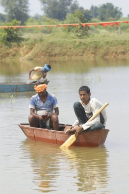 Fishermen in a boat 15th Aug 2022 Hyderabad India