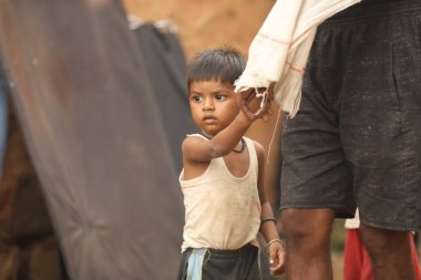 Indian poor Children watching Hyderabad India 2nd Aug 2022