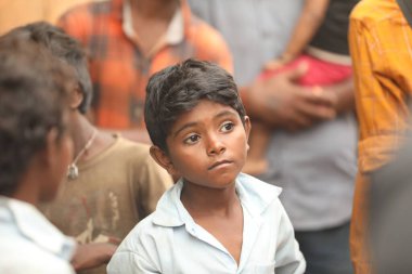 Indian poor Children watching Hyderabad India 2nd Aug 2022