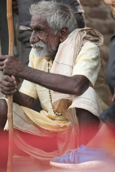 Indian Old Man Close Hyderabad India 2Nd Aug 2022 — 图库照片