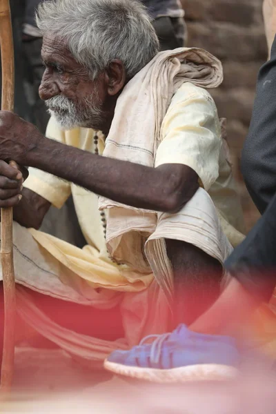 Indian Old Man Close Hyderabad India 2Nd Aug 2022 — Foto de Stock