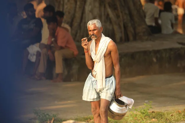 Old Man Rural Area Village Hyderabad India 2Nd Aug 2022 — 图库照片