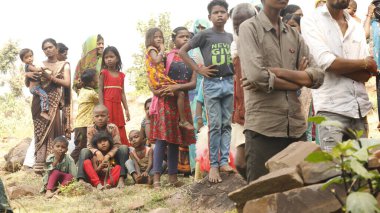 Indian poor Children watching Hyderabad India 2nd Aug 2022