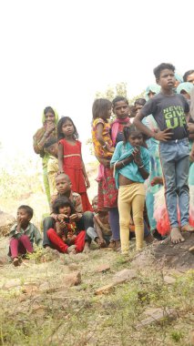 Indian poor Children watching Hyderabad India 2nd Aug 2022