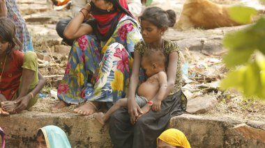 Indian poor Children watching Hyderabad India 2nd Aug 2022