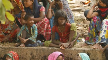 Indian poor Children watching Hyderabad India 2nd Aug 2022