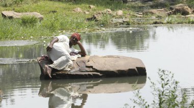 Old man at Rural Area Village Hyderabad India 2nd Aug 2022