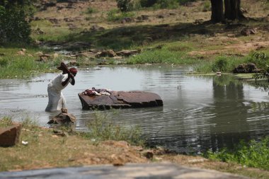 Old man at Rural Area Village Hyderabad India 2nd Aug 2022