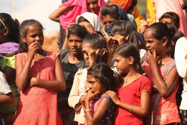 Indian poor Children watching Hyderabad India 2nd Aug 2022