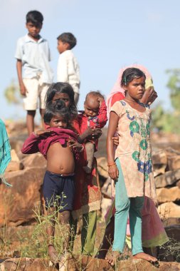 Indian poor Children watching Hyderabad India 2nd Aug 2022