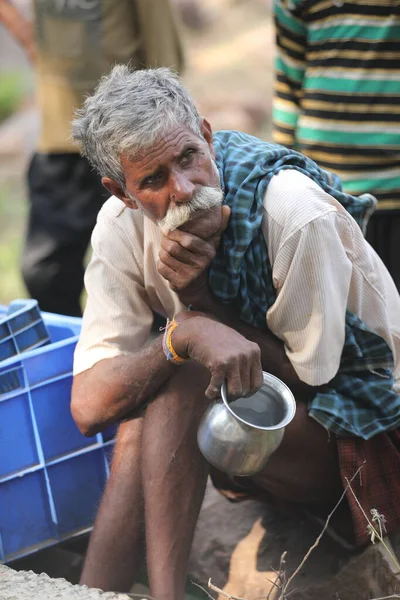 Old Man Rural Area Village Hyderabad India 2Nd Aug 2022 — Stock fotografie