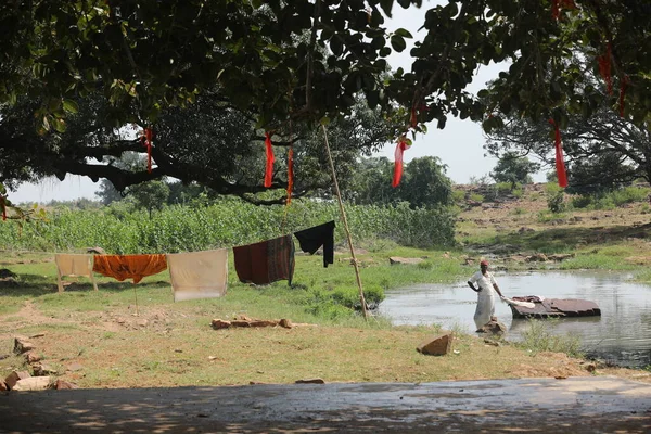 Old Man Rural Area Village Hyderabad India 2Nd Aug 2022 — Stok fotoğraf