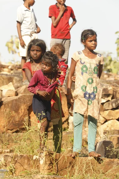 Indian Poor Children Watching Hyderabad India 2Nd Aug 2022 — Foto de Stock