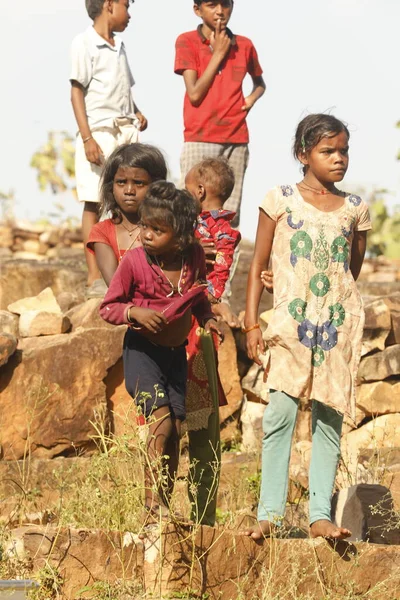 Indian Poor Children Watching Hyderabad India 2Nd Aug 2022 — Fotografia de Stock