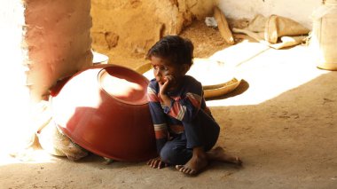Indian poor Children watching Hyderabad India 2nd Aug 2022