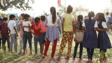 Indian poor Children watching Hyderabad India 2nd Aug 2022