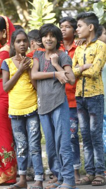 Indian poor Children watching Hyderabad India 2nd Aug 2022