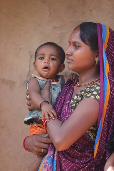 Бедные Мать Ребенок Хайдарабад Индия Августа 2022 — стоковое фото