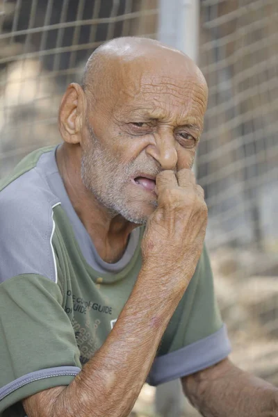 Indian Old Man Close Hyderabad India 2Nd Aug 2022 — Stockfoto