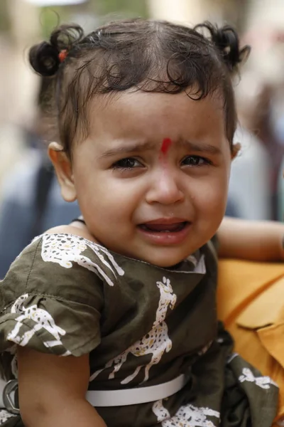 Cute Indian Girl Mother Hyderabad India 2Nd Aug 2022 — Zdjęcie stockowe