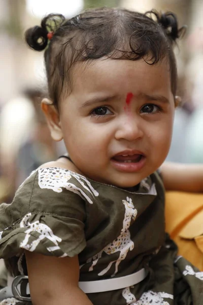Cute Indian Girl Mother Hyderabad India 2Nd Aug 2022 — Foto Stock