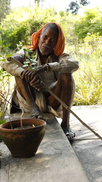 Indian Old Man Close Hyderabad India 24Th July 2022 — Stock fotografie