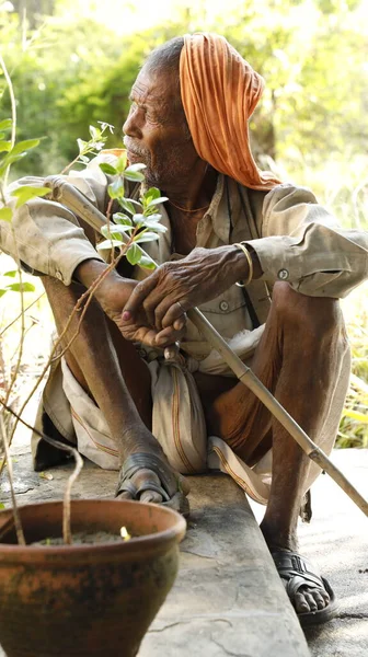 Indian Old Man Close Hyderabad India 24Th July 2022 — Stok Foto