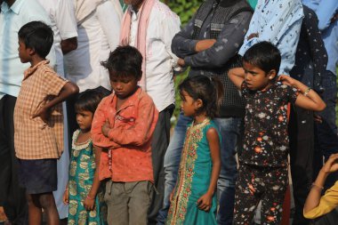 Indian poor Children watching Hyderabad India 2nd Aug 2022