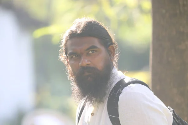 Мужская Модель Волосы Борода Стиль Августа 2022 Хайдарабад Индия — стоковое фото