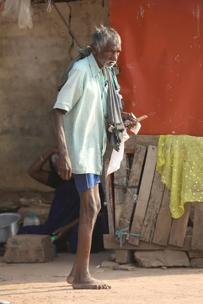 Indian Old Man Home Hyderabad India 2Nd Aug 2022 — Foto de Stock